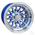 10inch Phoenix Machined with Blue Aluminum Offset Wheel for Golf Carts by RHOX