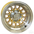 10inch Phoenix Machined with Gold Aluminum Offset Wheel for Golf Carts by RHOX