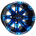 10inch Vegas Black with Blue Aluminum Offset Wheel for Golf Carts by RHOX