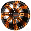 10inch Vegas Black with Orange Aluminum Offset Wheel for Golf Carts by RHOX