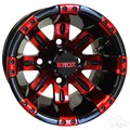 10inch Vegas Black with Red Aluminum Offset Wheel for Golf Carts by RHOX
