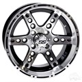 14inch RX187 Machined with Gloss Black Aluminum Offset Wheel for Golf Carts by RHOX