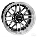 14inch RX281 Machined Gloss Black Aluminum Offset Wheel for Golf Carts by RHOX