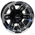 12inch RX286 Machined with Gloss Black Aluminum Offset Wheel for Golf Carts by RHOX