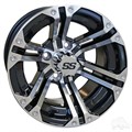 12inch RX330 Machined with Gloss Black Aluminum Offset Wheel for Golf Carts by RHOX