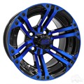 12inch RX334 Gloss Black and Blue Aluminum Offset Wheel for Golf Carts by RHOX
