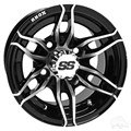 10inch RX376 Machined with Gloss Black Aluminum Offset Wheel for Golf Carts by RHOX