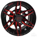 10inch RX376 Gloss Black with Red Aluminum Offset Wheel for Golf Carts by RHOX
